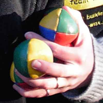 colourful juggling balls for team building